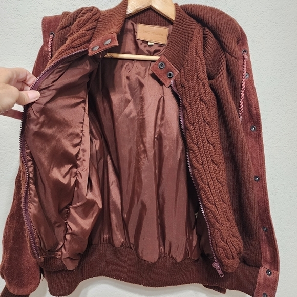 Vintage David Benjamin Burgandy Hooded Bomber Jacket Size 7/8 - Picture 5 of 16